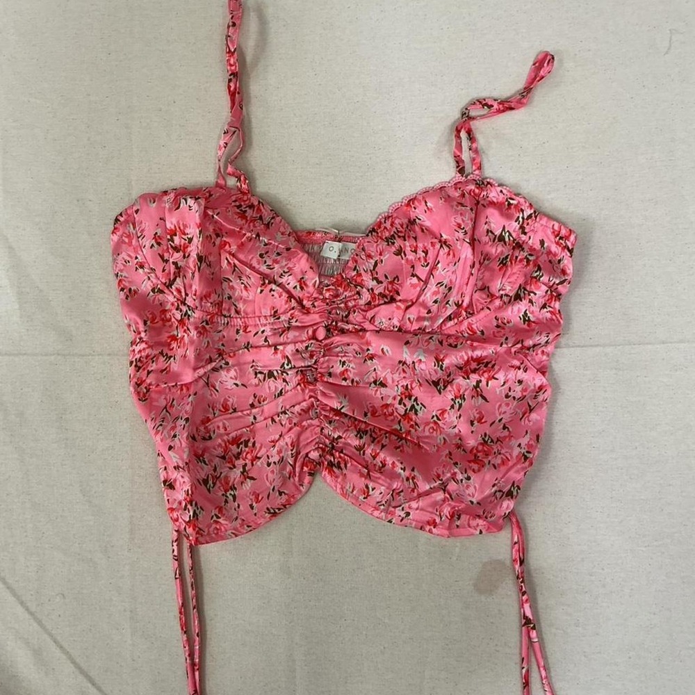 O.VIANCA‎ floral ruched crop top